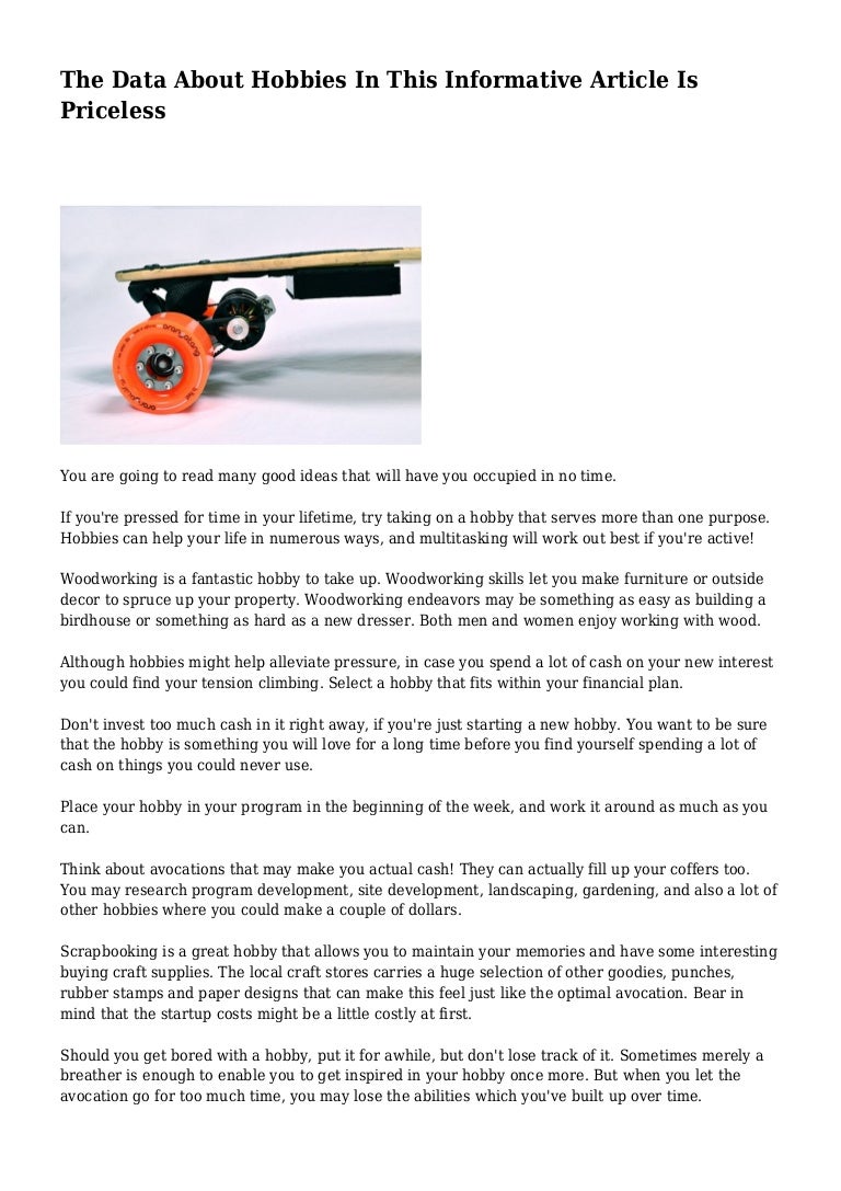 Discussion on this topic: Get a Hobby: It’s Good for You, get-a-hobby-its-good-for-you/ Communication on this topic: Get a Hobby: It’s Good for You, get-a-hobby-its-good-for-you/